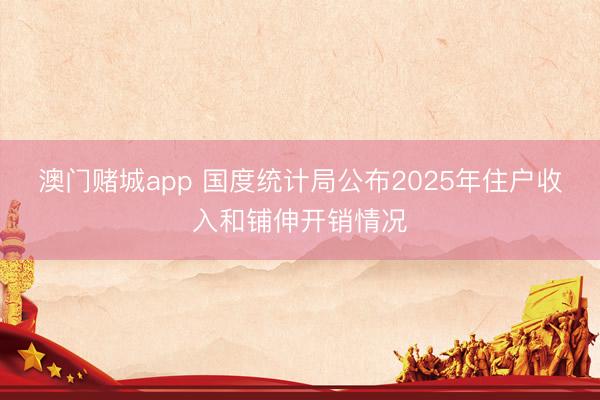 澳门赌城app 国度统计局公布2025年住户收入和铺伸开销情况