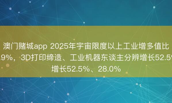 澳门赌城app 2025年宇宙限度以上工业增多值比上年增长5.9%，3D打印缔造、工业机器东谈主分辨增长52.5%、28.0%