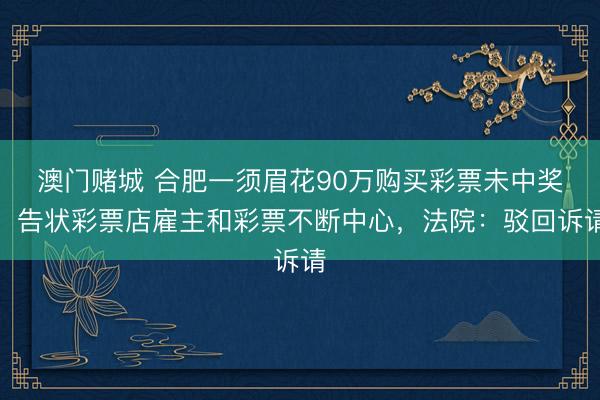 澳门赌城 合肥一须眉花90万购买彩票未中奖,告状彩票店雇主和彩票不断中心,法院:驳回诉请