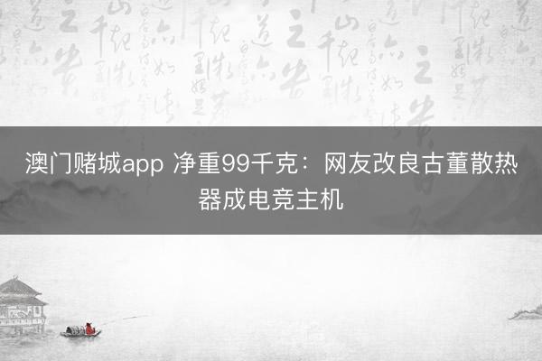 澳门赌城app 净重99千克：网友改良古董散热器成电竞主机